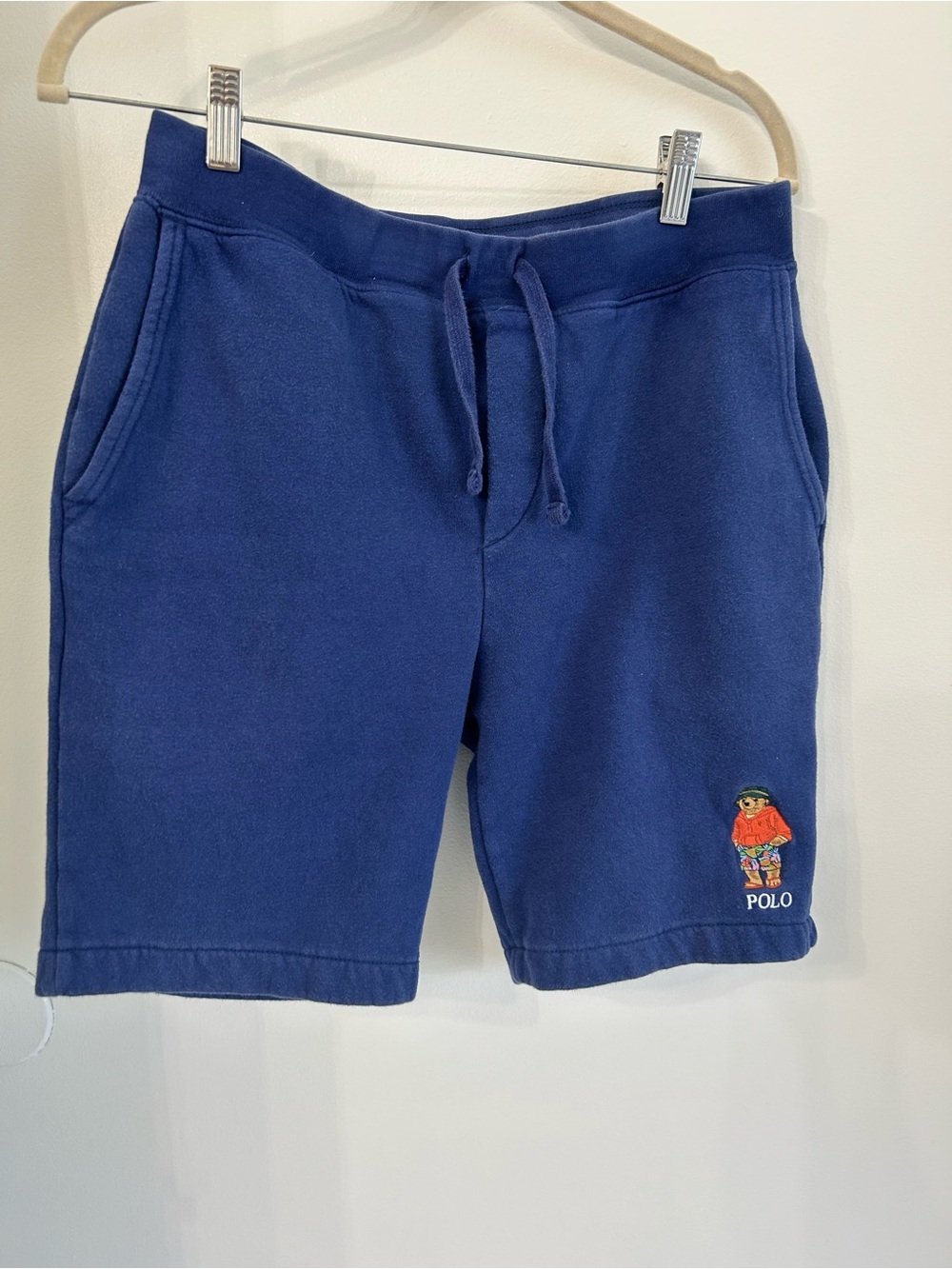 Ralph Lauren Navy Bear Cotton Drawstring Athletic Shorts